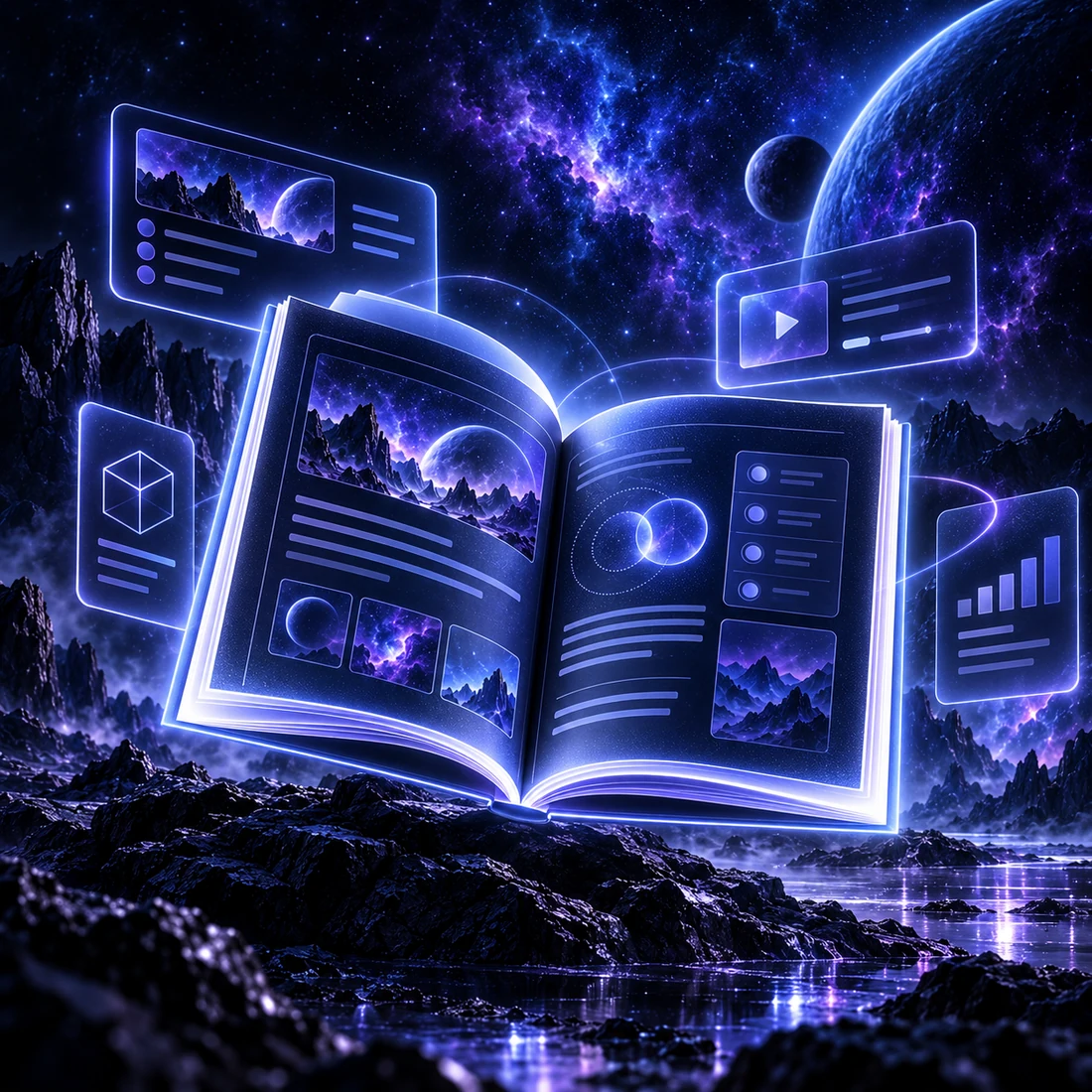 Abstract visual of digital reading materials